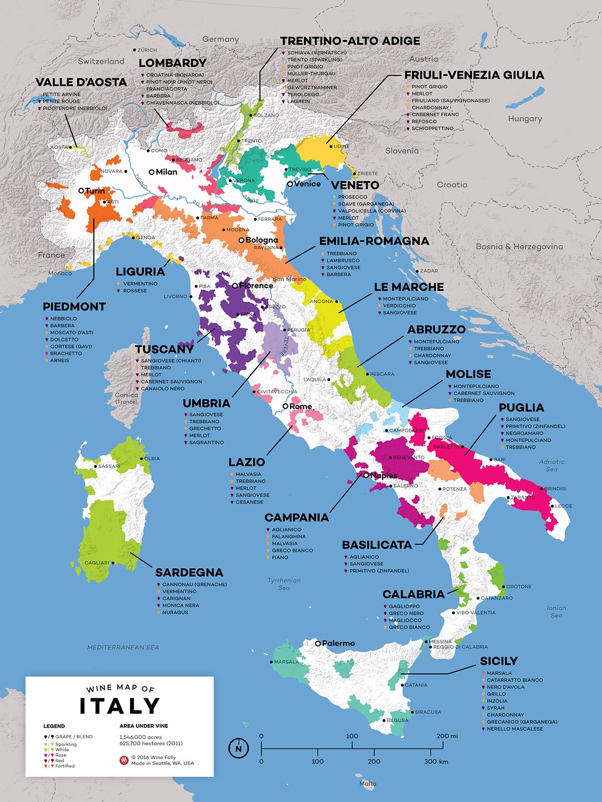 Regione per regione la mappa dei vini italiani